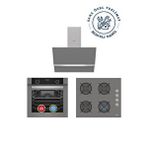 Simfer simfer 3'lü Ankastre Set - 76l Airfry Özellikli 10 Fonksiyon Fırın + Gazlı Cam Ocak + Dokunmatik Davlumbaz Gri