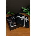 SİMGE KUTU Gümüş Kurdeleli 24X34 Cm. Sert Malzeme Orta Boy Siyah Hediye Kutusu