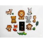 Simidil Design Boyanabilir Ahşap Magnet Seti - 10 Parça Hayvanlar Alemi -Hazır Mıknatıslı Büyük Boy Figürler 10 cm - Bej
