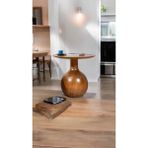 Simillo Home & Living Wood Tekli Mantar Sehpa – Tik Ağacı Renk Ahşap Orta Sehpa & Dekoratif Fiskos