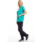 Simirna Üniforma Alpaka Üst Benetton Yeşili Alt Lacivert Cerrahi Doktor Hemşire Scrubs Forma Takım - XL
