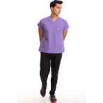 Simirna Üniforma Alt Siyah Cerrahi Doktor Hemşire Scrubs Forma Takım - Lila - 2XS