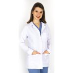 Simirna Üniforma Beyaz Önlük Kadın Uzun Kol Ceket Boy Normal Yaka Doktor Hemşire Öğretmen Önlüğü Beyaz - 2XS