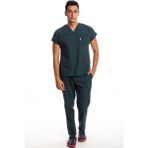 Simirna Üniforma Cerrahi Doktor Hemşire Scrubs Forma Takım - Avcı Yeşili - XS