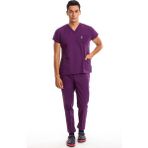 Simirna Üniforma Cerrahi Doktor Hemşire Scrubs Forma Takım - Mor - 2XS