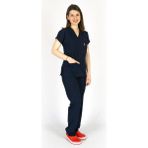 Simirna Üniforma Cerrahi Doktor Scrubs Hemşire Forması Lacivert Takım - XL