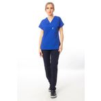 Simirna Üniforma Üst Saks Mavisi Alt Lacivert Premium Kumaş Likralı Cerrahi Doktor Hemşire Scrubs Forma Takım