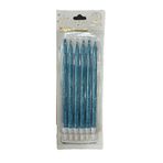 Simli Doğum Günü Parti Süs Pasta Mumu - Mavi - 15 Cm. - 6 Adetlik Paket