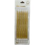 Simli Doğum Günü Parti Süs Pasta Mumu - Sarı - 15 Cm. - 6 Adetlik Paket - 0