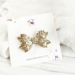 Simli Fiyonk Saçsız Bebek Tokası 6cm -Seyrek Az Saçlı Bebeklere Özel Toka - Açık Gold