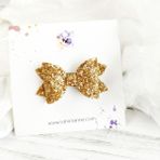 Simli Fiyonk Saçsız Bebek Tokası 6cm -Seyrek Az Saçlı Bebeklere Özel Toka - Koyu Gold