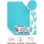 Simli Karton A3 30X40 cm 5 Li 1 Paket Simli Fon Kartonu Parıltılı Kağıt Anasınıfı Kreş Etkinlik Proje Dekoratif - Açık Mavi - 30X40CM