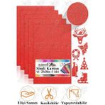 Simli Karton A4 20X30 cm 5 Li 1 Paket Simli Fon Kartonu Parıltılı Kağıt Anasınıfı Kreş Etkinlik Proje Dekoratif - Kırmızı - 20x30cm