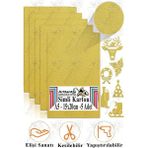 Simli Karton A5 15X20 cm 5 Li 1 Paket Simli Fon Kartonu Parıltılı Kağıt Anasınıfı Kreş Etkinlik Proje Dekoratif - Sarı - 15X20CM