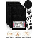 Simli Karton A5 15X20 cm 5 Li 1 Paket Simli Fon Kartonu Parıltılı Kağıt Anasınıfı Kreş Etkinlik Proje Dekoratif - Siyah - 15X20CM