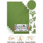 Simli Karton A5 15X20 cm 5 Li 1 Paket Simli Fon Kartonu Parıltılı Kağıt Anasınıfı Kreş Etkinlik Proje Dekoratif - Yeşil - 15X20CM