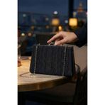 Simli Model Siyah Kadın Düğün, Nişan, Clutch, Abiye Çanta