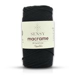 Simli Polyester Makrome İpi 3 mm 250 Gr Supla Ip ve Çanta İpliği (Siyah)