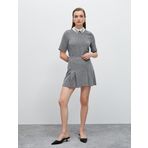 Simli Triko Mini Etek Pileli