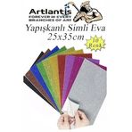 Simli Yapışkanlı Eva 25x35 cm 10 Renk 1 Paket Yapışkanlı Eva Süngeri 10'lu Okul Kreş Anasınıfı Elişi Etkinlikleri