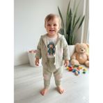 Şimo Butik Bayramlık Erkek Bebek Çocuk Üçlü Takım Kapşonlu Ceketli Askılı Pantolon Müslin Keten %100 Pamuk Şık Tasarım - Beyaz - Yeşil - 12 Ay