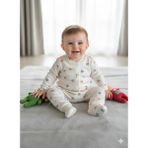 Şimo Butik Bebek Tulum 0-9 Ay Rahat Nefes Alan Çıtçıtlı %100 Saf Pamuk Yumuşacık Anti Alerjik Patikli Dino - Baby Dinos - 0 - 3 Ay