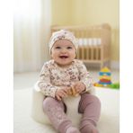 Şimo Butik Erkek-Kız Bebek Omuz Genişletmeli Çıtçıtlı Body Pijama Bere Takımı, %100 Pamuk , Modern Tasarım - Lila - 3 - 6 Ay