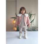 Şimo Butik Kız Bebek Montlu Üçlü Takım (Sweatshirt+ Kürklü Yaka Mont +Pantolon) - Pembe - 18 Ay
