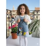 Şimo Butik Kız Çocuk Kotlu Salopet Şortlu Çantalı Takım Tasarım ( Kot Elbise+Bluz) - Tukan Kuşu - 6 Yaş