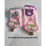 Şimo Butik Kız Çocuk Peluş Detaylı Çorap Yumuşacık Nefes Alabilir Terletmez - 9 - 11 Yaş - Pudra - Altın