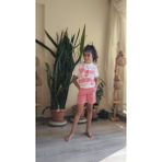 Şimo Butik Kız Çocuk Şortlu Takım Self Be Love Beyaz Pembe - 7 - 8 Yaş
