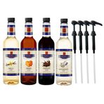 Simonelli 4x700 ml Karamel + Vanilya + Çikolata + Beyaz Çikolata Kahve ve Kokteyl Şurubu + 4 Adet Pompa