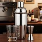 simonelli kokteyl seti paslanmaz çelik 500 ml shaker, 15/30 ml çelik jigger,motta ölçü bardağı