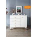 Simple 4 Çekmeceli 1 Kapaklı Modern Şifonyer Beyaz Gold Beyaz - Gold