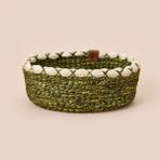 Simple Living Green Culture 21x8 cm Krem Yeşil Dekoratif Sepet