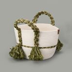 Simple Living Green Culture 25x21 cm Krem Yeşil Dekoratif Sepet