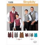 Simplicity Simplcity Dikiş Deseni 1506: Husky Erkek Çocuk ve Büyük ve Uzun Erkek Yelekleri, Beden A, A (S-L / 1XL-5XL), Beyaz