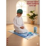 Simply Line Çocuk Takke Tesbih Kumbara Kutu Seccade Set Erkek Kız Çocuk Seccadesi Namazlık Namaza Alıştırma Hediyelik - Haki - 45 x 90 cm