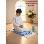 Simply Line Çocuk Takke Tesbih Kumbara Kutu Seccade Set Erkek Kız Çocuk Seccadesi Namazlık Namaza Alıştırma Hediyelik - Lacivert - 45 x 90 cm