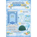 simply line HAKİ Çocuk seccade takke tesbih set Büyük Boy Erkek Çocuk Namaza Ilk Adım Eğlenceli Hediye Namazlık