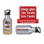 Simsek Maq. Baskılı Pipetli Metal Suluk 600ML. - GÜMÜŞ-01