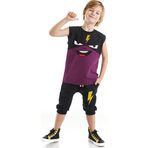 Şimşek Maske Erkek Çocuk T-shirt Kapri Şort akım