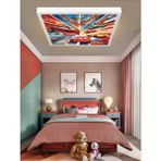Şimşek Mcqueen Avize, 60X60 Çocuk Odası Avize, 60WATT, Estetik Kare, Yapay Zeka Tasarım Avize, Pist - Beyaz