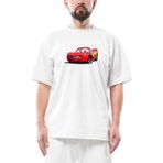 Şimşek Mcqueen Cars Oversize Beyaz Tişört - XL