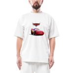 Şimşek Mcqueen Oversize Beyaz Tişört - L