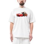 Şimşek Mcqueen ve Tow Mater Arabalar Oversize Beyaz Tişört - XL