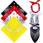 Simsky 4 Adet Bandana Baş Şalı Kadın ve Erkek, Şal Eşarpı, Şal, Şapkalar, Saç Şalı Ekleme Bilek Başlığı Bisikletçi, 54 x 54 cm, Kırmızı, beyaz, siyah ve sarı, 54 x 54 cm