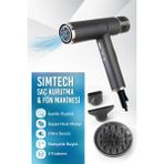 Simtech Saç Kurutma ve Fön Makinesi, Iyonik, Ultra Sessiz , Süper Hızlı - Antrasit - Gri