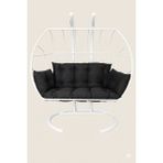 Simurg Salıncak ve Design Çift Kişilik Bahçe Balkon Salıncağı - Damla Salıncak - SİYAH MİNDER - Beyaz