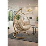 Simurg Salıncak ve Design XL Gold Damla Salıncak - Büyük Boy Bahçe Balkon Salıncağı - KREM MİNDER